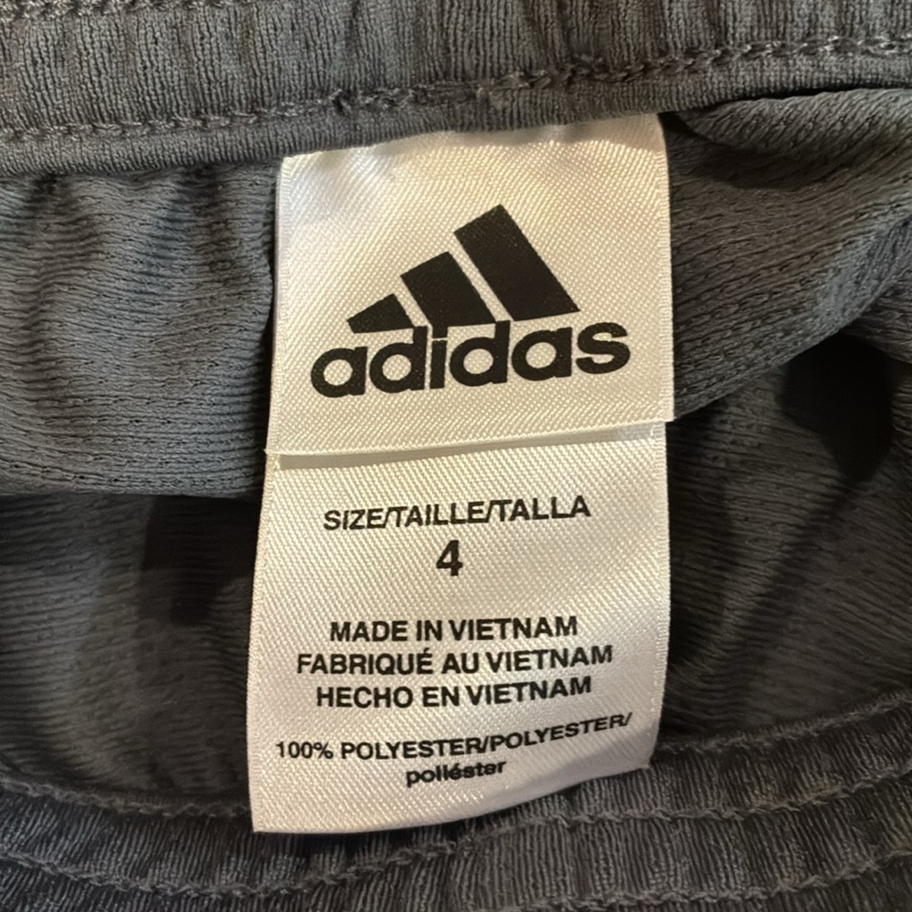 Adidas Kid’s  Charcoal Gray Athletic Shorts - Picture 4 of 4